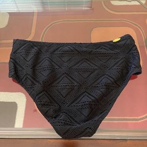 Jessica Simpson Crochet Black Bikini Bottom High Waist Size L NWOT